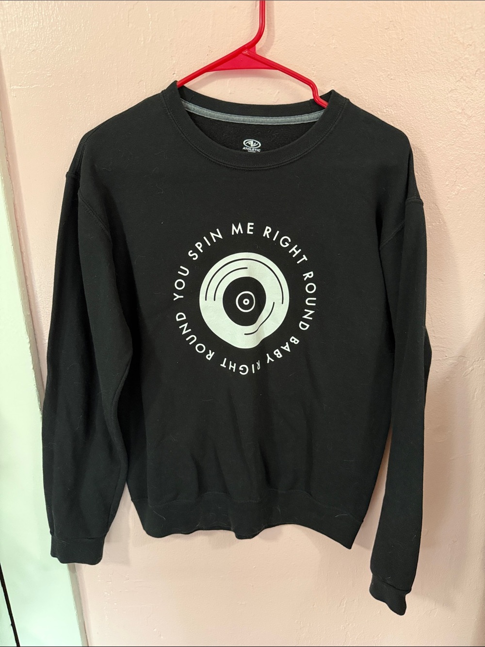 Athletic Works Black Crewneck Sweatshirt with Custom White Vinyl Graphic